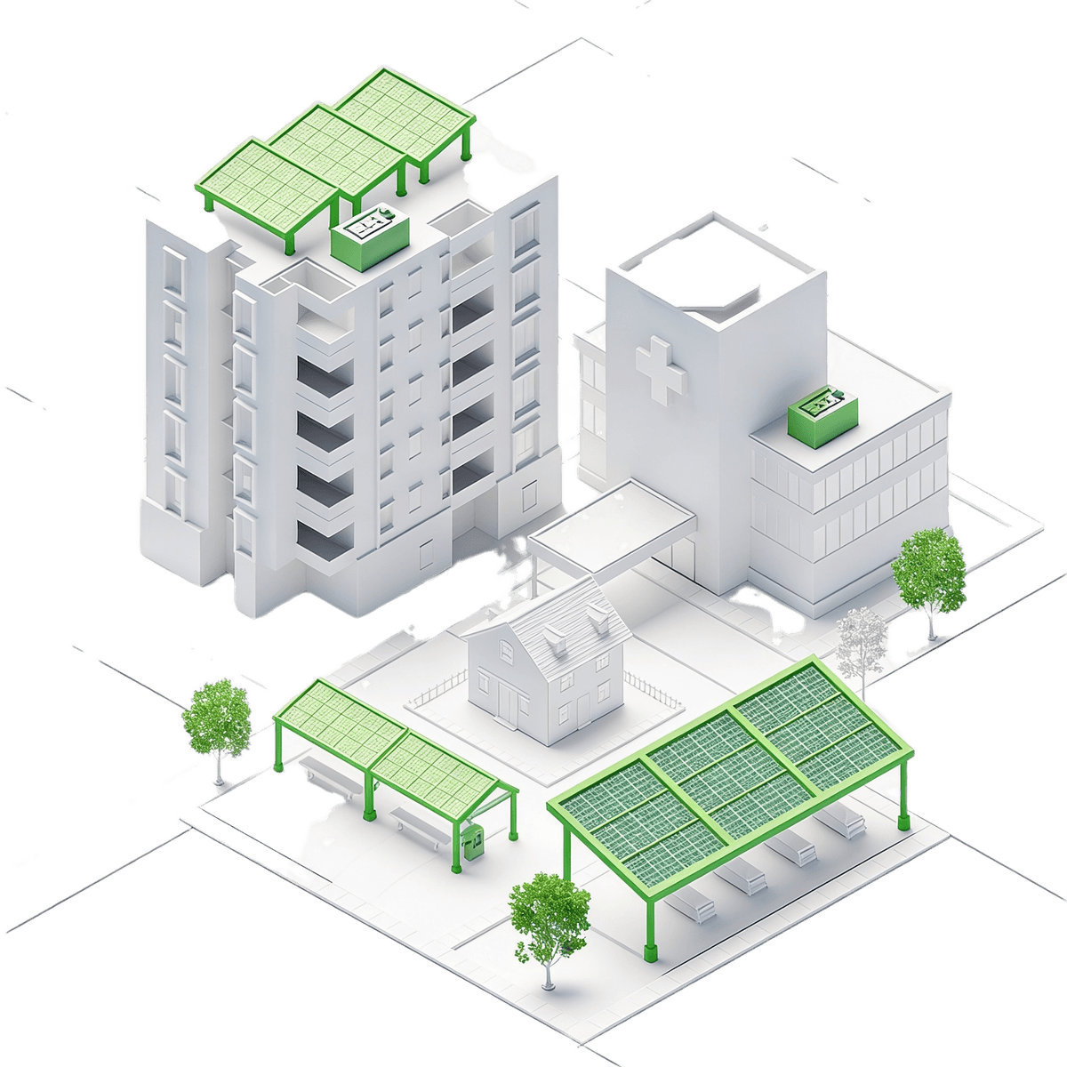 Solar powered city illustration