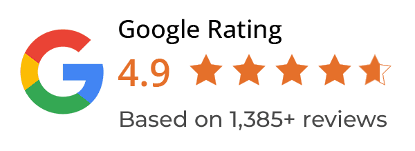 Google Rating 4.9 stars based on 1,385+ reviews